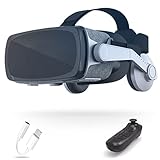 VR Brille Virtual Reality Headset 3D mit Bluetooth Controller Handy Augenschutz für 3D-VR-Filme Videospiele für Samsung S10/S9/Note10/9 Smartphone Android für IPhone 13/12/Pro/Max/11/X/8/7/6,(Size: