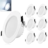 Gr4tec 6 x 5W Led Einbaustrahler 230V Flach Set, Led Spots Kaltweiss 6000k, Φ75-80mm Einbaulochmaße, IP20 Led Einbauleuchten Deckeneinbaustrahler Für Wohnzimmer, Schlafzimmer, Kü