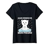 Damen Klimawandel Umweltschutz Eisbär Ganz dünnes Eis mein Freund T-Shirt mit V