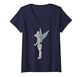 Damen Disney Peter Pan Tinkerbell Vintage Portrait T-Shirt mit V