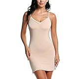 Damen Slips Chemise Nachthemd Sexy Nachthemd Bodycon Kleid Petticoat Slip, khaki, 48