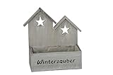 finehomegarden Pflanzkasten Haus Holz grau Winterzauber 28x12cm H28cm Pflanzgefäß Advent W