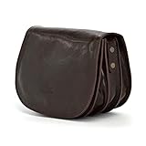 TMC LEATHER DIAMONDS Damen Messenger Bag Halbmondform Verstellbarer Gurt Echtleder 19x24 cm, schokoladenbraun, M
