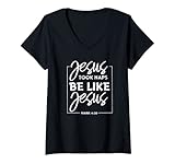 Damen Vintage Jesus machte ein Nickerchen, sei wie Jesus Hemd Lustiger Christ T-Shirt mit V