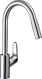 hansgrohe Küchenarmatur Focus M41, Wasserhahn Küche mit Auslauf Höhe 240 mm, 150° drehbar, ausziehbar, 2 Strahlarten, C