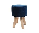 Hoffmanns Hocker rund Ø 29 x H 40 cm Schemel gepolstert - Polsterhocker mit Abnehmbarer waschbarer Bezug - (Blau)