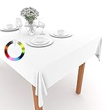 Rollmayer Tischdecke Tischtuch Tischläufer Tischwäsche Gastronomie Kollektion Vivid Uni einfarbig pflegeleicht waschbar (Weiß 1, 120x220cm)