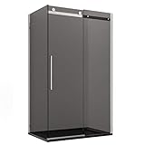 Olimpo Duschkabine Eckdusche H195 eine Schiebetür aus Kristallglas Rauchglas 8 mm Euclide, 150 x 75