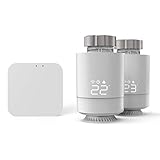 Hama Smartes Heizkörperthermostat, Starter-Set 2 St. mit Hub (Heizungssteuerung WLAN, Smart Home Heizungsregler f. alle Ventile, programmierbarer Heizungsthermostat, heizen per App und Energie sparen)