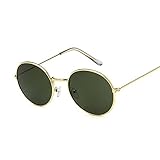 PPLAX Retro Runde Gelbe Sonnenbrille Frauen Sonnenbrille Für Weibliche Männchen/Mann Legierungsspiegel (Lenses Color : Gold Dark Green)