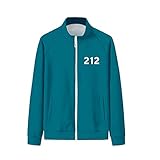 KOG Unisex Trainingsanzug Squid Game Lange Ärmel Kapuzenpullover Sweatshirt Herbst Stehkragen Reißverschlussjacke lose Mode Jogging Sportswear 067 Cosplay Outfit Sport M