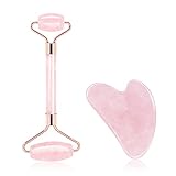 JCOTTON Gua Sha Set, Face Roller und Gua Sha Stein Können die Haut Entspannen und Falten Reduzieren, Gua Sha Rosenquarz Besteht Aus Reiner Natürlicher Jade (AAA-Rosenquarz Stein)