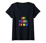 Damen LGBTQ Pride Awareness Akzeptanz Freunde Liebe wen du willst T-Shirt mit V