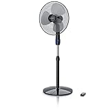 Brandson - Standventilator mit Fernbedienung 50 W - Standlüfter leise – Ventilator höhenverstellbar - Neigungswinkel um 40° verstellbar - 3 Geschwindigkeitsstufen - Oszillation ca. 90° - schw