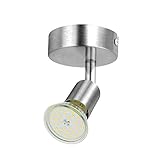 LED Deckenstrahler Kimjo, Deckenleuchte Spot Schwenkbar Inklusive 6W GU10 Warmweiss 550LM 230V Metall Matt Nickel Spotbalken, Deckenlampe Spot, Deckenleuchte Küche, Wohnzimmer 1 Flammig Wandsp