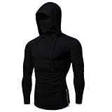 ZYSK New Elastic Fitness Männer mit Kapuze langärmliges T-Shirt Call of Duty Maske Hoodie Gesichtsmaske Radfahren Pullover Oberteil Stehkragen Outw