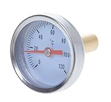 Aqbau® Bimetall Thermometer Zeigerthermometer 0°C - 120°C inkl Tauchhülse 1/4'