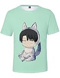 Hifoda Damen 3D T-Shirt Scout Legion Anime Druck Kurzarm Attack on Titan Mädchen Teenager Sommer Mode Tshirt (L)