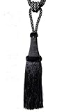 Mosel Avenue Art & Gobelin Studio (DE) Raffhalter 65 cm/Quaste 22 cm mit Kordel Farbe Schwarz Schmuckquaste Gardinen Vorhang Gardinenhalter Quaste Halter für Gardinen Barock Jug