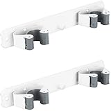 com-four® 2X Gerätehalter für Werkstatt, Garten und Haushalt - Geräteleiste für Besen, Werkzeug und Gartengeräte - Wand-Montage (02 Stück - 2 Klemmen)