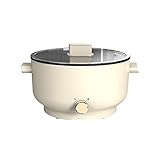HENGSEN Elektroherd Elektrisches Fondue, Multifunktionale Elektrische Pfanne Elektrischer Heißer Topf Schnelle Heizung Tragbarer Elektrischer Topf Picknickcamping,Weiß