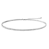 Generic Strass Halsband Funkelnden Diamant Silber Kristall Schlüsselbein Kette Zirkonia Halskette Dainty Klassische Runde Kette Halsband für Heiße Mädchen F