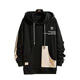 Harajuku Herren Sweatshirt Hip Hop Streetwear Casual Kapuzenpullover Mode Kleidung Outwear 2021, Schwarz , XXXXL