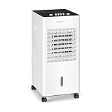 oneConcept Freshboxx - 3-in-1 Luftkühler, Ventilator, Luftbefeuchter, 65 W, Luftdurchsatz: 360 m³/h, 3 Windstärken, Wassertank-Volumen: 6 Liter, 2 Kühlakkus, horizontale Oszillation, elfenb