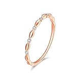 ANAZOZ 18K Rosegold Damen Ring 750, Trauringe Rosegold Schmal Bandring Welle Hochzeitsring Verlobungsring Eheringe Moissanitring Größe 54 (17.2) Echtschmuck