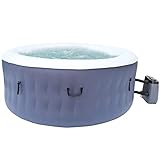 MILESPORTS Hot Tub Air Jet Spa 4-6 Personen Aufblasbarer Tragbarer Whirlpool 76 X 26 Zoll Outdoor Rund Beheizter Whirlpool Spa mit 120 Bubble Jets mit 2 Filterkartuschen, Abdeckung, Heizungspump