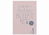 Rezeptbuch A5 zum Selberschreiben - Meine liebsten Rezepte - DIY Kochbuch, Backbuch schreiben, Design in Rosa Blau, Recyclingpapier, Softcover, 14,8 x 21