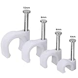 500 stück Kabelschelle Nagelschelle Haftclips mit eingestecktem Nagel | Größen: 4mm, 6mm, 8mm, 10