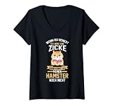 Damen Hamster Zicke Nagetier Haustier Hamster T-Shirt mit V