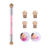 Nail Art Schwamm, Nail Art Sponge, Nail Art Rendering-Werkzeuge, Doppelter Kopf Ombre Sponge Stick with 4 Replacement Heads, für DIY Farbverlauf, Blühende Gel Nägel, UV Gel und Falsche Näg