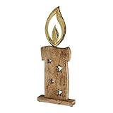 TFH Kerze mit Goldener Flamme Holzkerze Dekokerze Weihnachtsdeko Weihnachten Deko Winter (Höhe 52 cm)