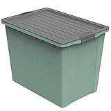 Rotho Compact Aufbewahrungsbox 70l mit Deckel und Rollen, Kunststoff (PP recycelt) BPA-frei, grün/anthrazit, A3/70l (57,0 x 39,5 x 43,5 cm)