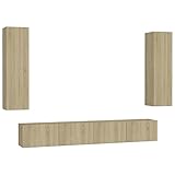 vidaXL TV Schrank Set 4-TLG. Wohnwand Wandschrank Hängeschrank TV Möbel HiFi-Schrank Fernsehtisch Lowboard Fernsehschrank Sonoma-Eiche Spanp