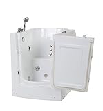 Senioren Whirlpool Badewanne 95x85 cm zum sitzend Baden für Altenpflege mit Armaturen Seniorenbadewanne mit 7 Massage Düsen + LED Beleuchtung + Tür Wanne Spa indoor / innen für Pfleg