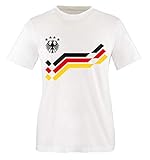 EM 2016 - Retro-Trikot - WUNSCHDRUCK - Kinder T-Shirt - Weiss/Schwarz-Rot-Gelb Gr. 134-146