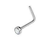Paula & Fritz® L-Form Nasen-Piercing Nasenpiercing-s Nose für Nasenfluegel als Nasenschmuck Nasenstecker Nostril Edelstahl Chirurgenstahl 316L Zirkoniaspitze Farb