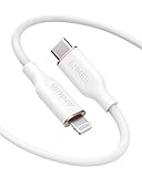 Anker PowerLine III Flow, USB-C auf Lightning Ladekabel PD, kompatibel mit iPhone 13/13 Pro Max/12/11 Pro/X/XS/XR/8 Plus, AirPods Pro, 180cm, MFi-zertifiziert, Silikagel (in Schneeweiß)