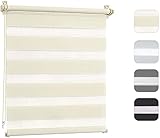 Doppelrollo ohne Bohren Duo Rollo Fensterrollo lichtdurchlässig & verdunkelnd Wandmontage Sichtschutz Klemmrollo Sonnenschutzrollo Fensterrollo für Fenster & Türen Zebrarollo Seitenzug