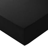 Amazon Basics Spannbetttuch, Mikrofaser, schwarz, 180 x 200 x 30 
