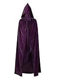 Century Star Damen Volle Länge Samt Kapuzenumhang Unisex Umhang Umhang Umhang Halloween Weihnachten Umhang Kostüme Party Cape - Violett - Einheitsgröß