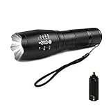 Led Taschenlampe Extrem Hell, Zoombar LED Flashlight mit 5 Leuchtmodi, IP65 Wasserdicht Taschenlampe Sports Taschenlampe für Kinder Camping, Alltag (1x18560 / 3xAAA nicht enthalten)