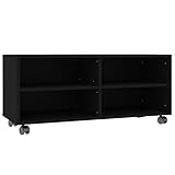 vidaXL TV Schrank mit Rollen Lowboard Fernsehtisch TV Möbel Board Tisch Fernsehschrank Sideboard HiFi-Schrank Schwarz 90x35x35cm Spanp