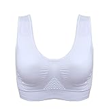 Sport BH Damen,Colorful Bequem Frauen Bustier BH Ultimate Nahtlos Yoga Tops Ohne Bügel Racerback Top Für Yoga Fitness-Training (Weiß, XXXXL)