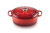 Le Creuset Signature Gusseisen-Bräter mit Deckel, Ø 29 cm, Oval, Für alle Herdarten und Induktion geeignet, Volumen: 4,7 l ,