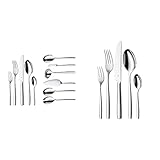 WMF Palma Besteckset 12 Personen, 66 teilig, 60 Teile mit Servierbesteck, Monobloc-Messer & Palma Edelstahl Besteck Set 6 Personen, Essbesteck Set 30 teilig, Monobloc-M