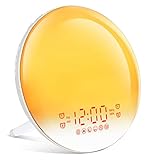 Defurhome Wake Up Licht Lichtwecker - Radiowecker Sonnenaufgang Sonnenuntergang mit Dual Wecker, 7 Farben Licht,7 natürlichen Sounds & FM Radio & Snooze Funktion für Erwachsene &